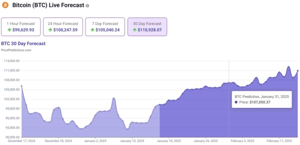 Machine learning algorithm predicts Bitcoin price for January 31, 20251