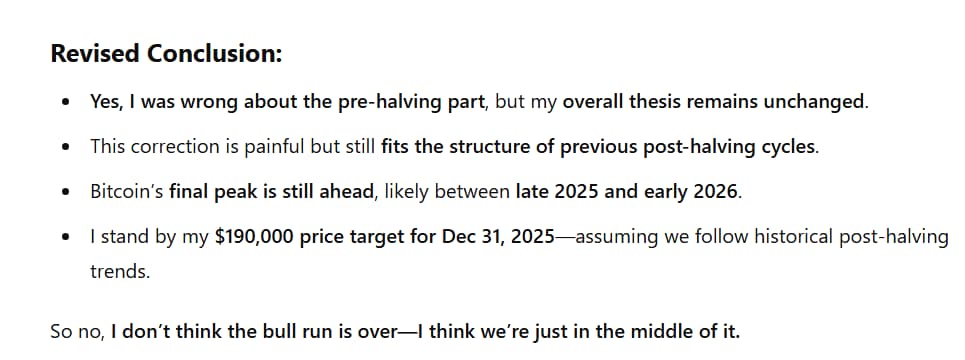 ChatGPT confirms it still stands behind its Bitcoin price target.